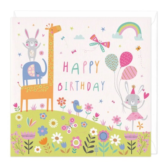 Whistlefish Card - Animals and Balloons Children's Birthday Card (DELIVERY TO EU ONLY)