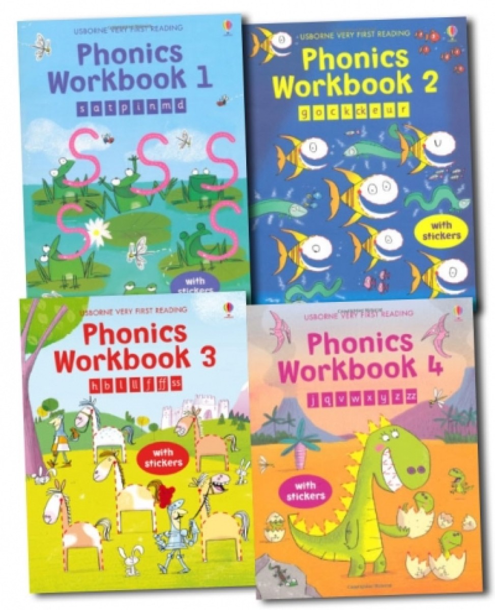 Usborne Phonics Activity Pack 14 Books and 250 Stickers The