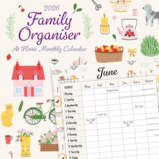 2026 Calendar - Family Organiser - At Home Square Wall Calendar