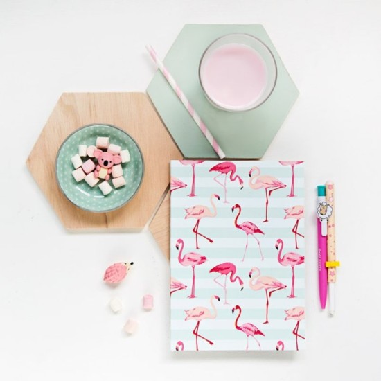 A5 Notebook (blank) Flamingoes