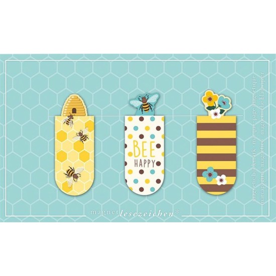 Bookmark - 3 Mini Magnetic Bookmarks Bee Happy (Delivery to EU Only)