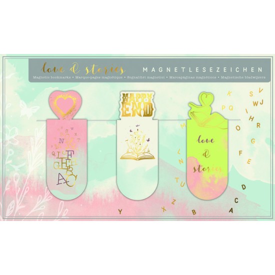 Bookmark - 3 Mini Magnetic Bookmarks Love and Stories (Delivery to EU Only)