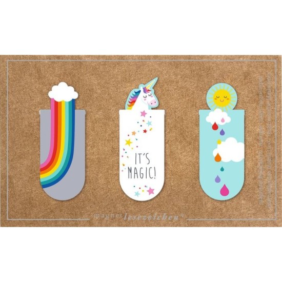 Bookmark - 3 Mini Magnetic Bookmarks Unicorns (Delivery to EU Only)
