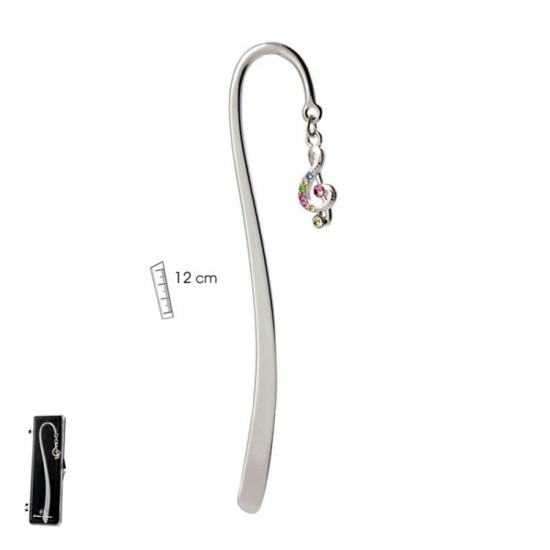 Bookmark - Metallic Book Mark with Gem encrusted Treble Clef