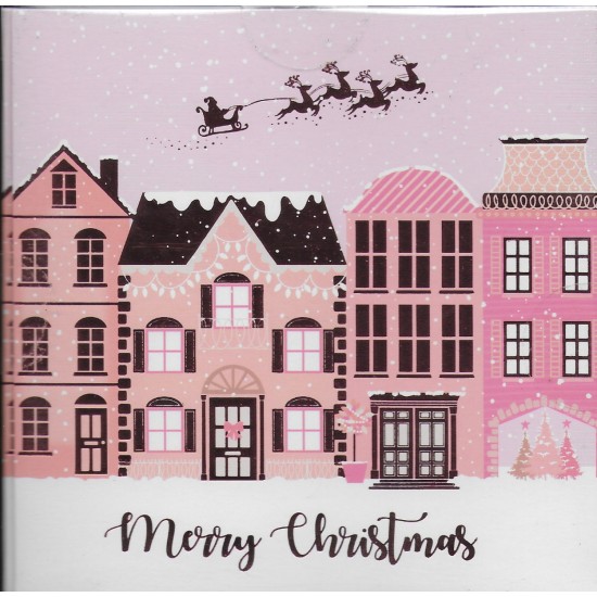 PS Boxed Christmas Cards - Pink Houses (DELIVERY TO EU ONLY)