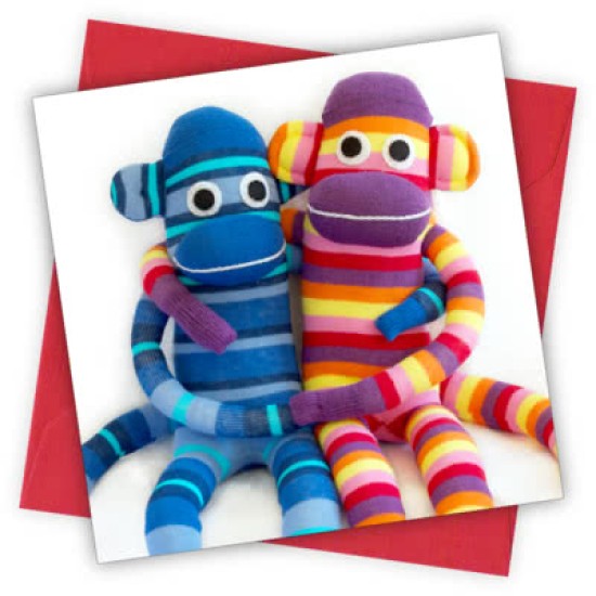 Cardtastic: Sock monkey cuddles Greeting Card (DELIVERY TO EU ONLY)