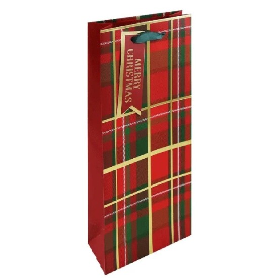 Christmas Bottle Bag - Holly Forest Green