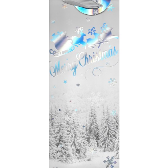 PS Christmas Bottle Bag - Snowy Pines (DELIVERY TO EU ONLY)