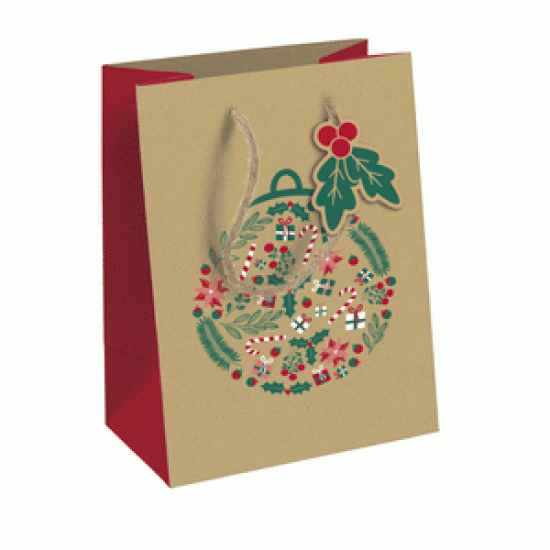 Christmas Gift Bag Medium Holly Bauble (DELIVERY TO EU ONLY)