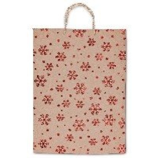 Christmas Gift Bag Medium Kraft Glitter Snowflakes