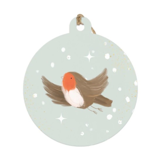 Christmas Gift Tag Single - Robin in The Snow 
