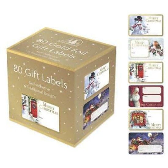 PS Christmas Foil Gift Tags Gold Box - 80 labels (DELIVERY TO EU ONLY)