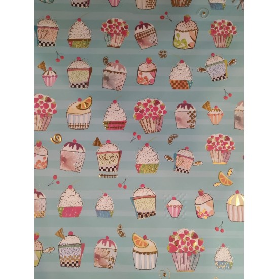 Cupcakes on Blue Gift Wrap / Sheet wrap TSKY