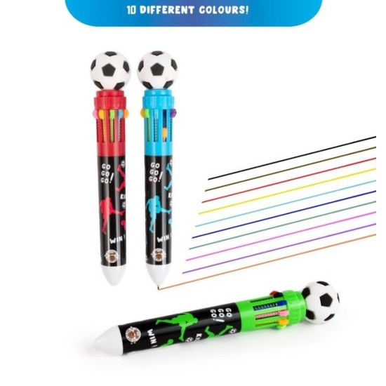 Football Multipens 10-in-1 Retractable Ballpoint Pens 10 Colours (DELIVERY TO SPAIN ONLY)