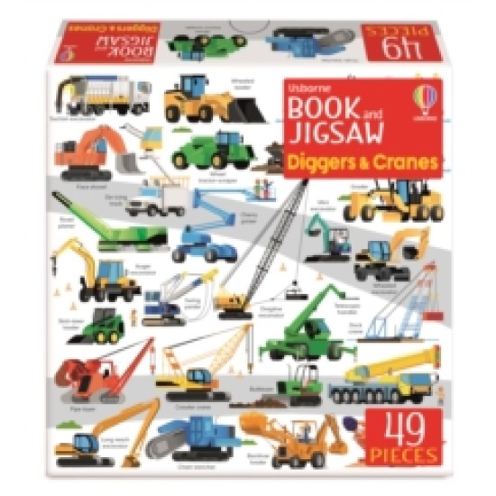 Jigsaw with a Book Diggers and Cranes (49 Pieces)