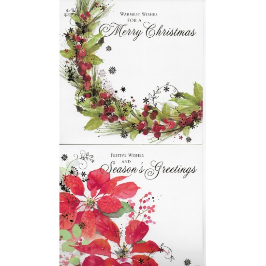 Large Charity Christmas cards - Holly/Poinsettia (DELIVERY TO SPAIN ONLY) 