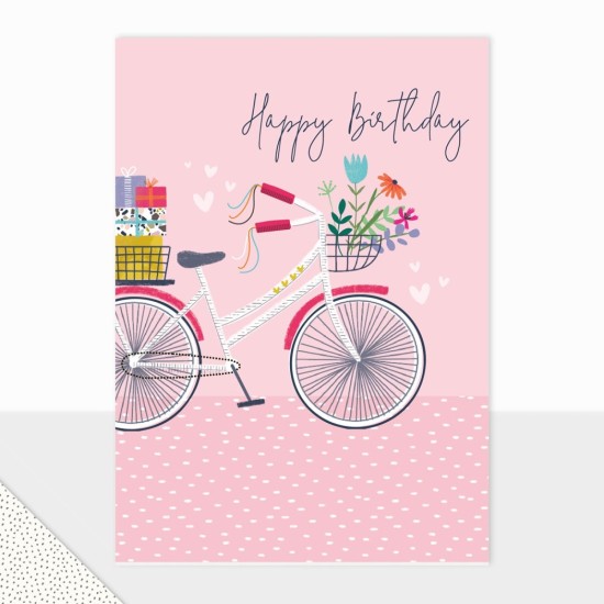 LDD Birthday Card : Happy Birthday Bicycle Basket(DELIVERY TO EU ONLY)