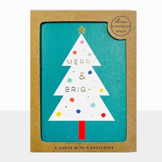 LDD Christmas Charity Cards Pack : Christmas Tree Merry & Bright (DELIVERY TO EU ONLY)