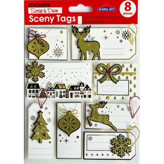 Luxury Christmas Gift Tags - 8pk pack Gold Glitter (DELIVERY TO SPAIN ONLY)