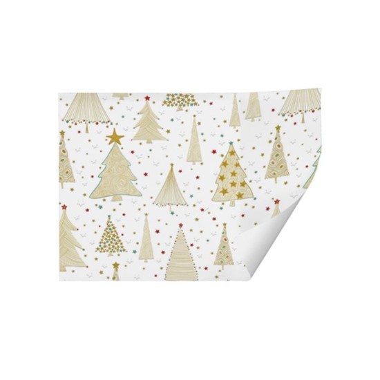 Luxury Christmas Sheet Wrap : Gold and White Trees (DELIVERY TO EU ONLY)