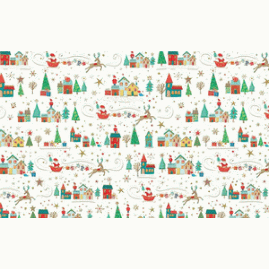 Luxury Christmas Sheet Wrap : Houses and Sleighs (DELIVERY TO EU ONLY)