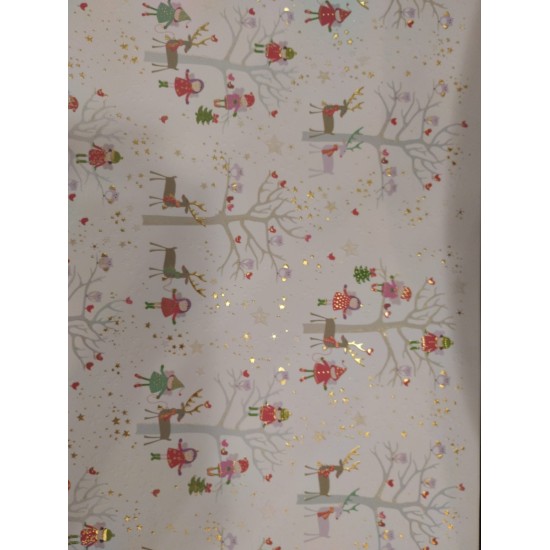 Luxury Christmas Sheet Wrap : Reindeer and Children (DELIVERY TO EU ONLY)