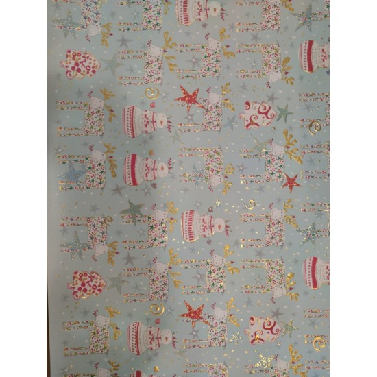 Luxury Christmas Sheet Wrap : Reindeer and Snowman (DELIVERY TO EU ONLY)
