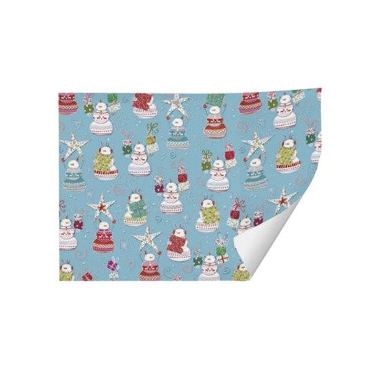 Luxury Christmas Sheet Wrap : Snowmen Blue Paper (DELIVERY TO EU ONLY)