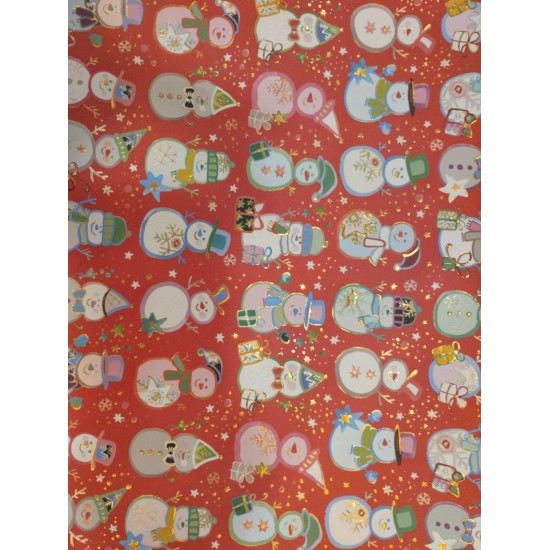 Luxury Christmas Sheet Wrap : Snowmen Red Background (DELIVERY TO EU ONLY)