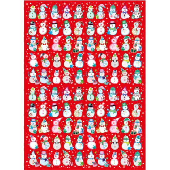 Luxury Christmas Sheet Wrap : Snowmen Red Background (DELIVERY TO EU ONLY)