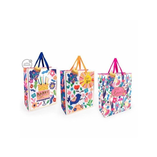 Luxury Gift Bag Flowers Various Large : Portrait (DELIVERY TO EU ONLY)