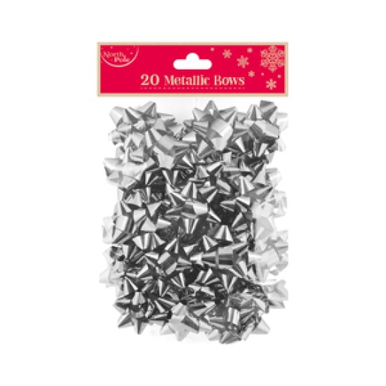 Metallic Bows 20 pack  - Silver (DELIVERY TO EU ONLY)