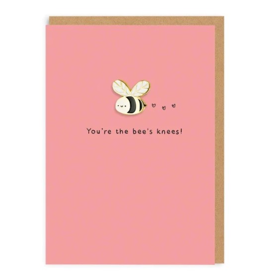 OHD Cards - Bee's Knees Enamel Pin Greeting Card (DELIVERY TO EU ONLY)