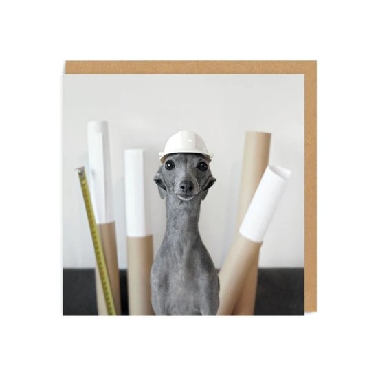 OHD Cards - Dora The Dog Builder Square Greeting Card (DELIVERY TO EU ONLY)