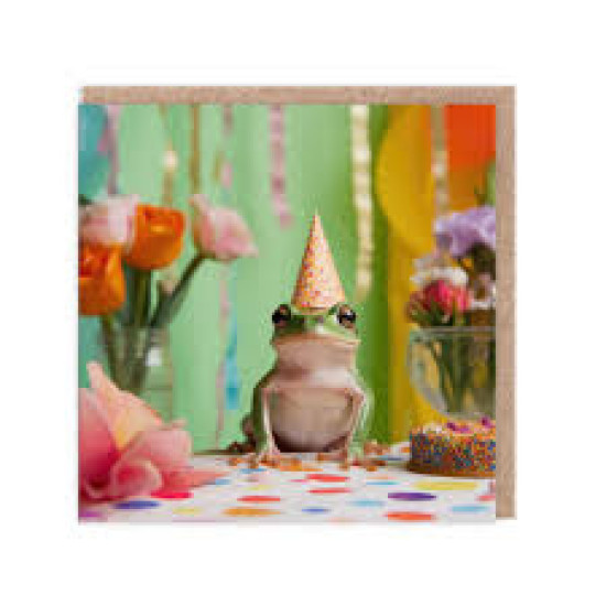 OHD Cards - Frog Party Hat Birthday Card
