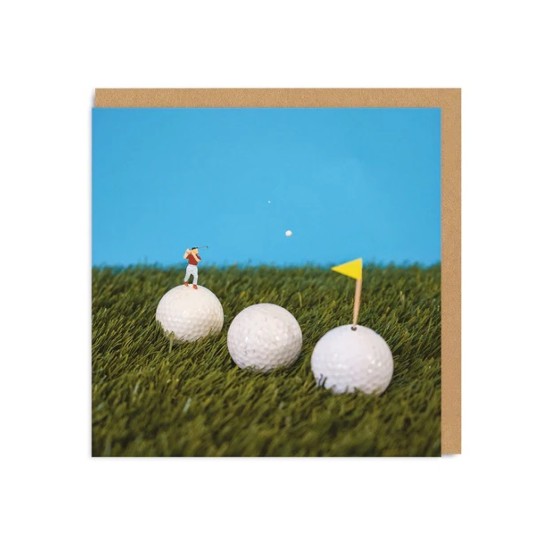 OHD Cards - Little Tiny People Golf Square Greeting Card (DELIVERY TO EU ONLY)