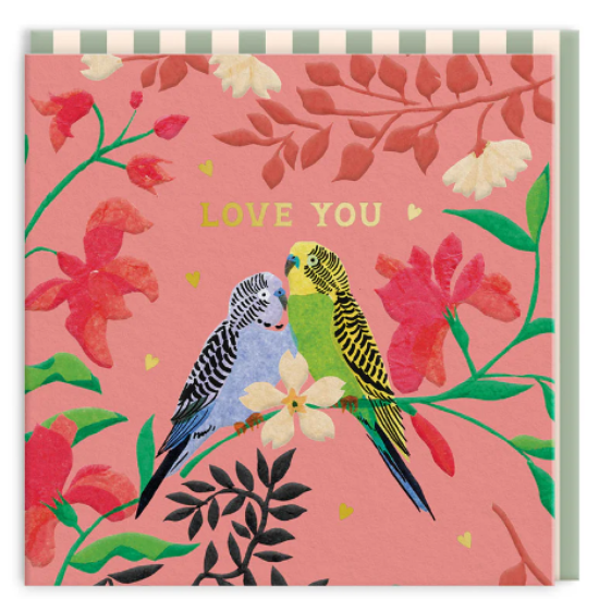 OHD Cards - Love Parrots Mini Square Greeting Card