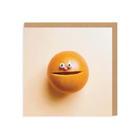 OHD Cards - Orange Smiley Face Square Greeting Card (DELIVERY TO EU ONLY)