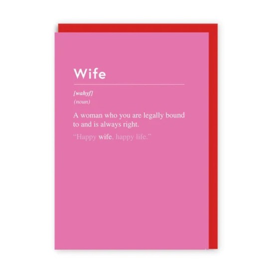 OHD Cards - Wife Greeting Card (DELIVERY TO EU ONLY)