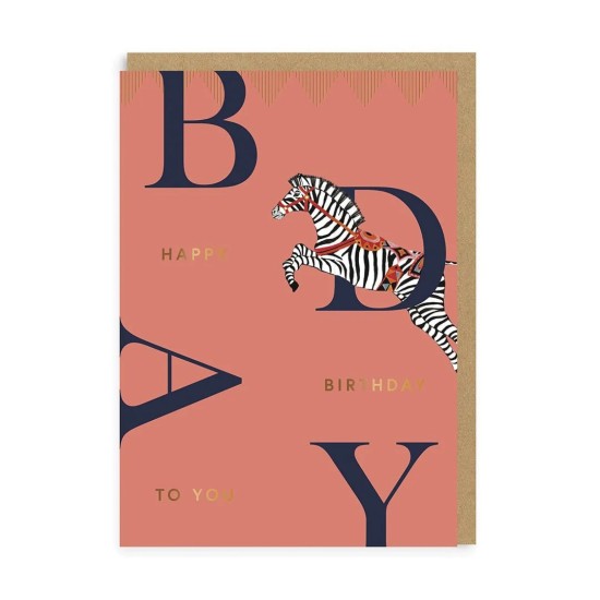 OHD Cards - Zebra Birthday Card (DELIVERY TO EU ONLY)