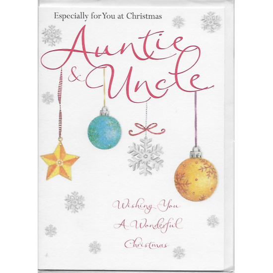 PS Christmas Card - Auntie and Uncle Baubles
