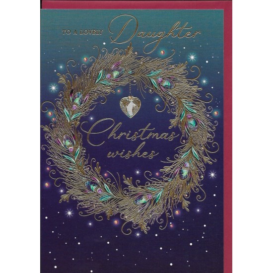 PS Christmas Card - Lovely Daughter Wreath