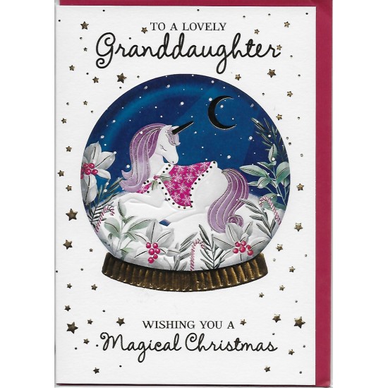 PS Christmas Card - Lovely Granddaughter Unicorn