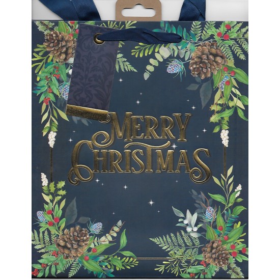 PS Christmas Gift Bag - Merry Christmas Midnight Blue