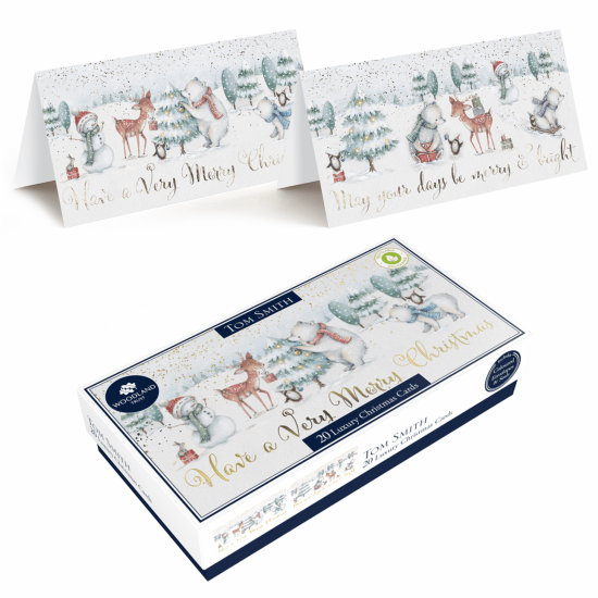 PS Tom Smith Boxed Christmas Cards - Snowy Scene (DELIVERY TO EU ONLY)