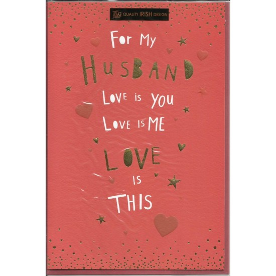 PS Valentine Card - For My Husband red Hearts