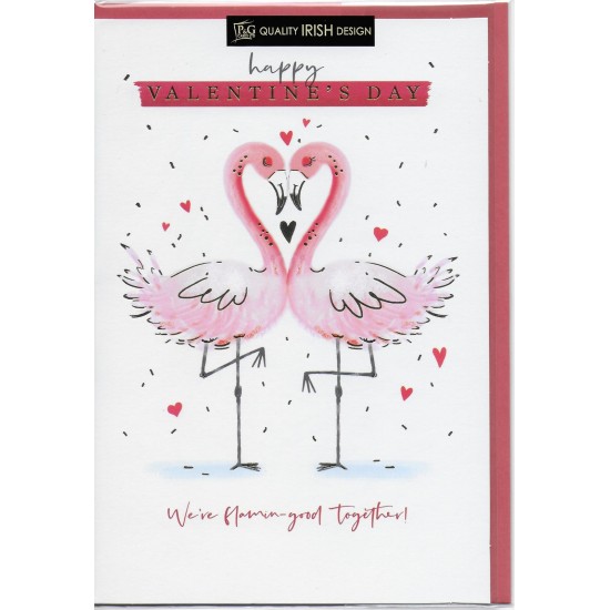 PS Valentine Card - Valentine Flamingos 