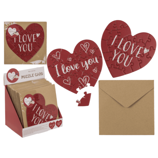 Puzzle Card - Valentine's Day I LOVE YOU jigsaw heart