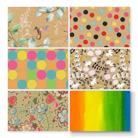 Roll Wrap : Kraft Wrapping Paper 6 Designs (DELIVERY TO EU ONLY)