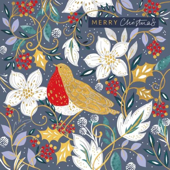 SGILKS Luxury Christmas Cards Noel Tatt - 8 cards 1 design Robin (DELIVERY TO EU ONLY)